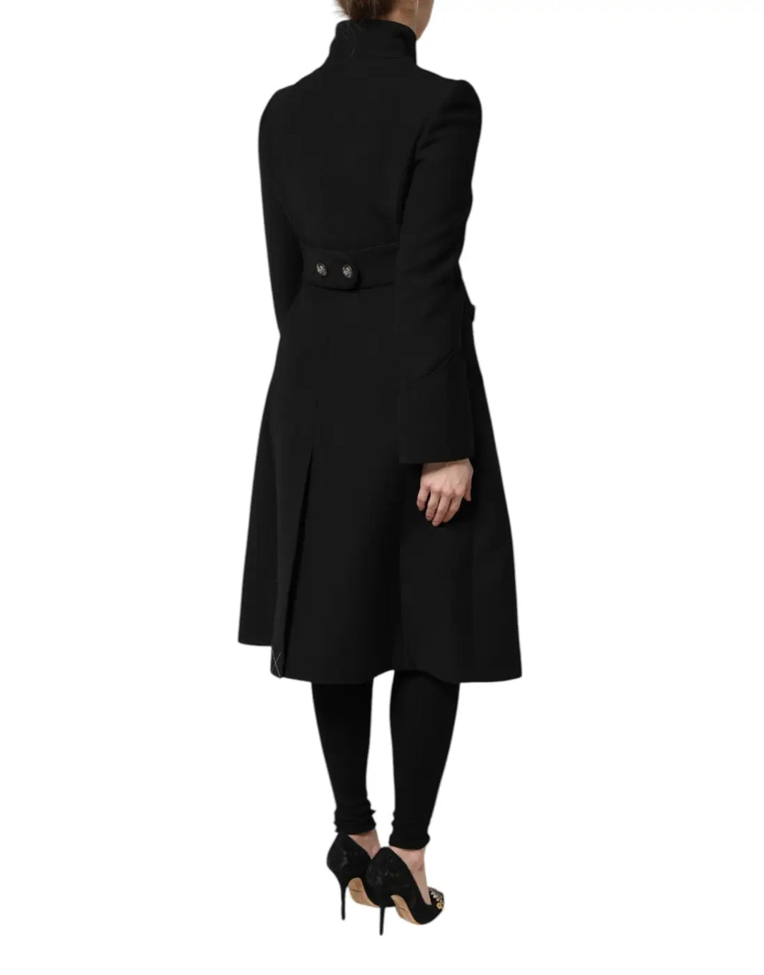 Dolce &amp; Gabbana Black Wool Single Breasted Trench Coat Jacket