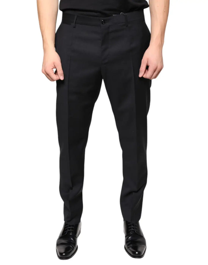 Dolce &amp; Gabbana Black Wool Skinny Men Dress Pants