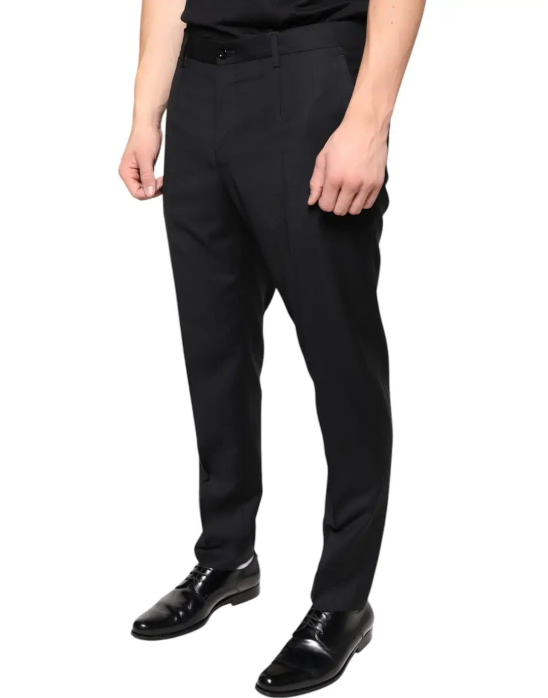 Dolce &amp; Gabbana Black Wool Skinny Men Dress Pants