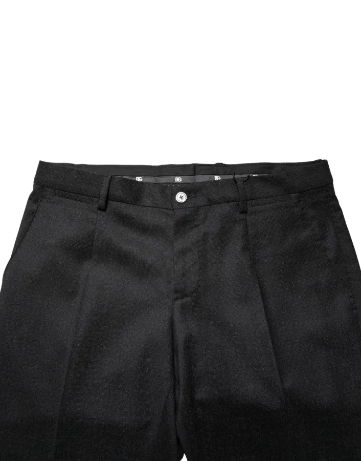 Dolce &amp; Gabbana Black Wool Skinny Men Dress Trouser Pants