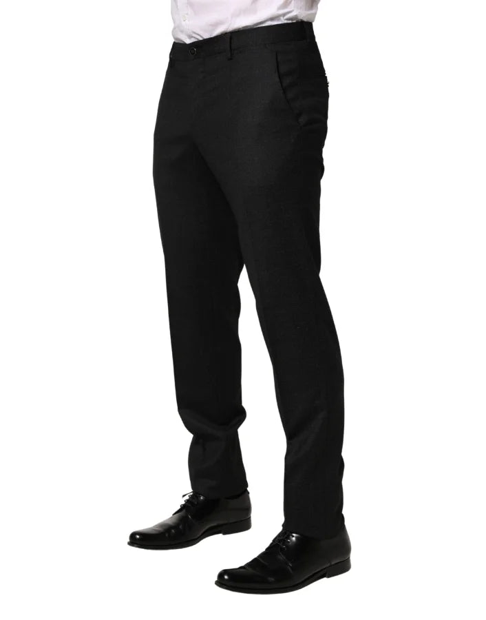 Dolce &amp; Gabbana Black Wool Skinny Men Dress Trouser Pants