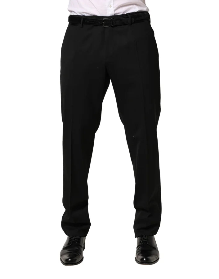 Dolce &amp; Gabbana Black Wool Skinny Men Dress Trouser Pants