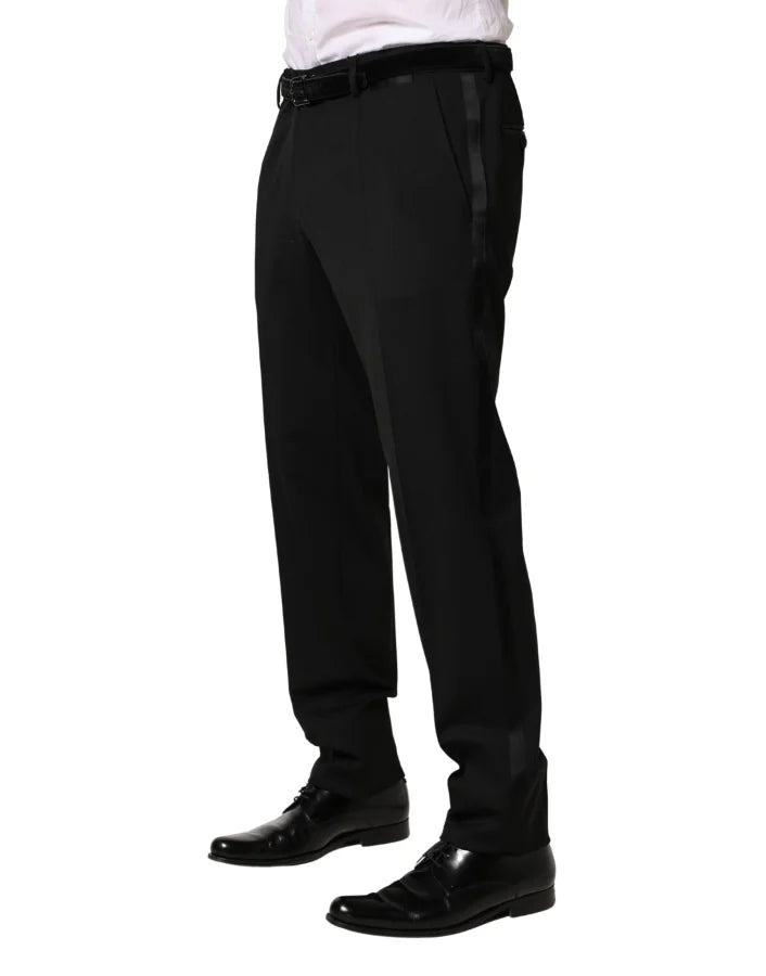 Dolce &amp; Gabbana Black Wool Skinny Men Dress Trouser Pants