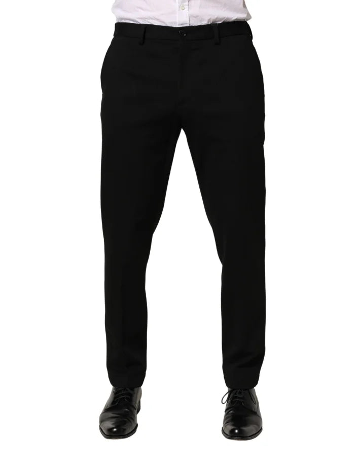 Dolce & Gabbana Black Wool Skinny Men Dress Trouser Pants
