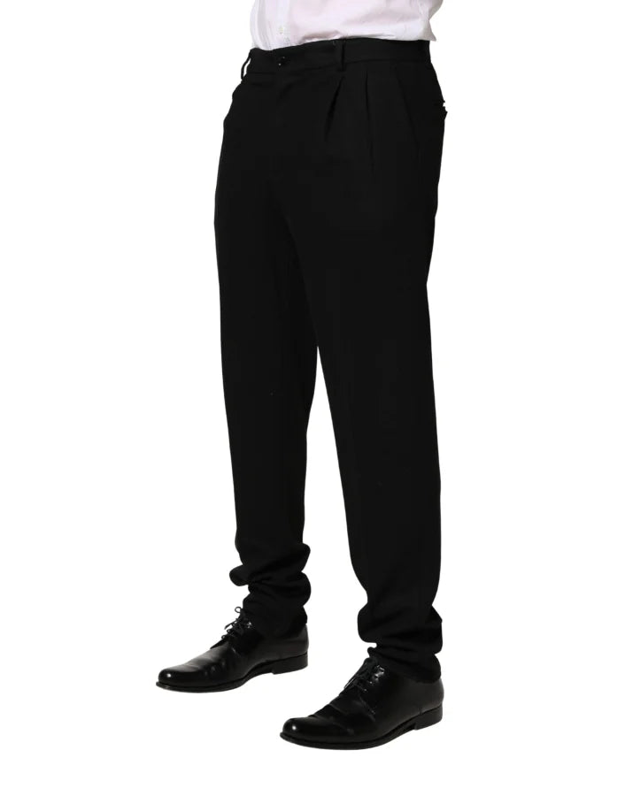 Dolce &amp; Gabbana Black Wool Skinny Men Dress Trouser Pants