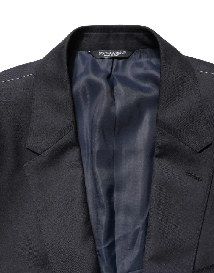 Dolce &amp; Gabbana Black Wool Slim Fit Coat Men Jacket Blazer