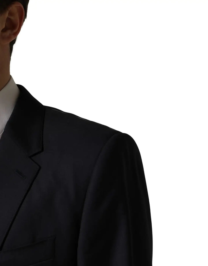 Dolce &amp; Gabbana Black Wool Slim Fit Coat Men Jacket Blazer