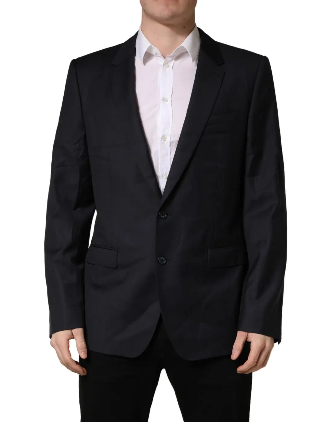 Dolce &amp; Gabbana Black Wool Slim Fit Coat Men Jacket Blazer