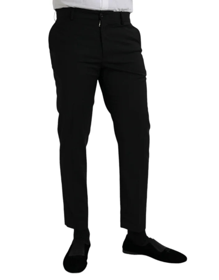 Dolce &amp; Gabbana Black Wool SlimFit Dress Formal Pants