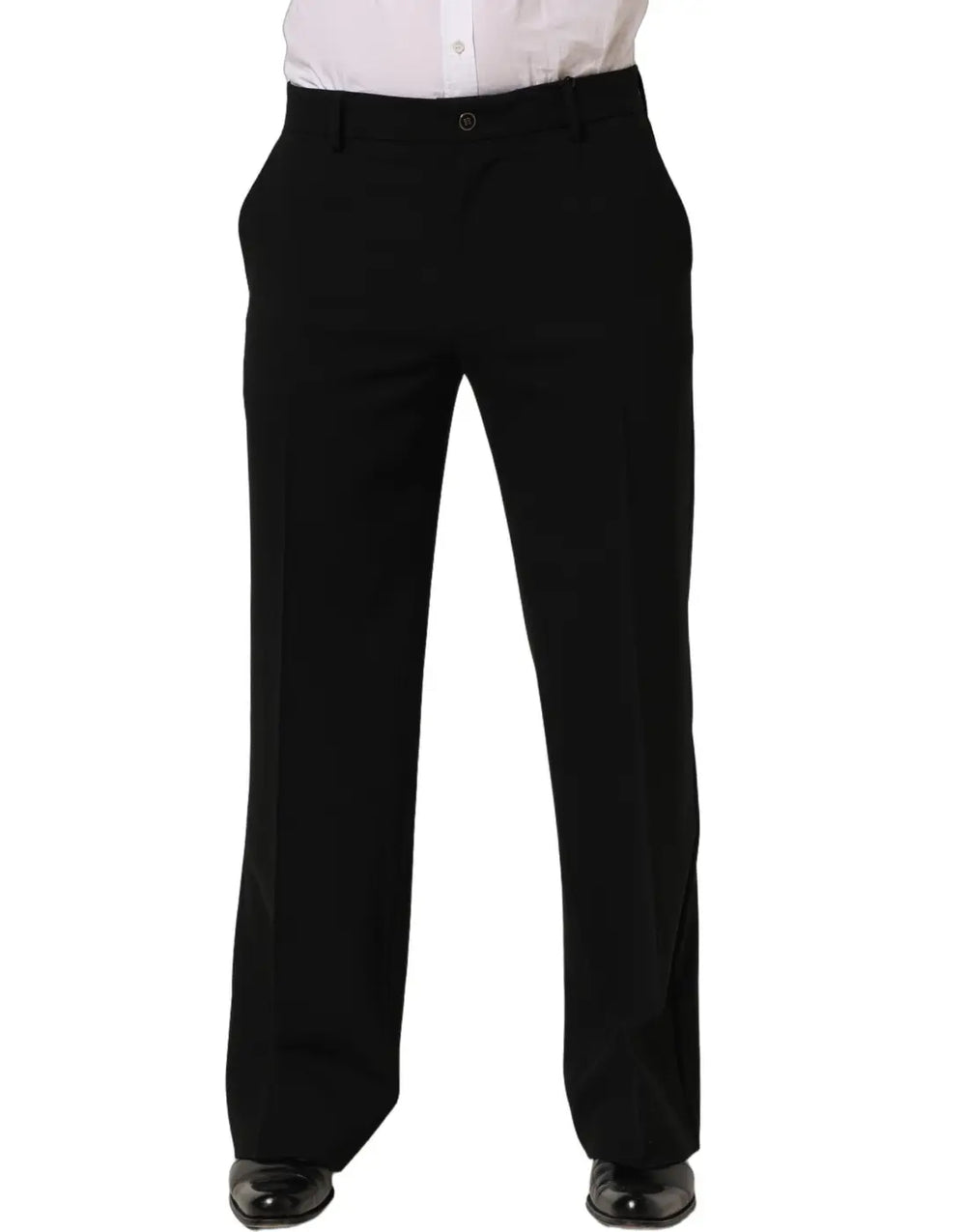 Dolce & Gabbana Black Wool Straight Men Dress Trouser Pants