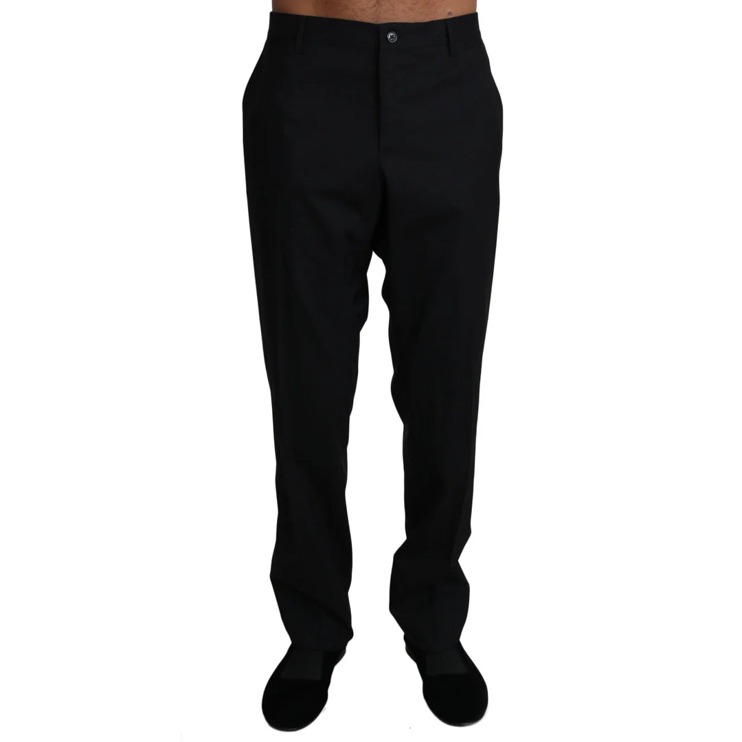 Dolce & Gabbana Black Wool Stretch Dress Trousers Pants
