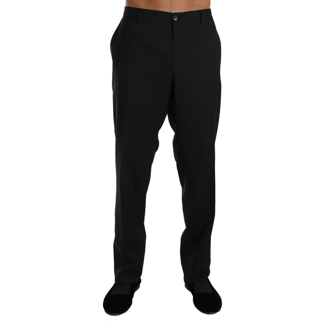 Dolce & Gabbana Black Wool Stretch Formal Trousers