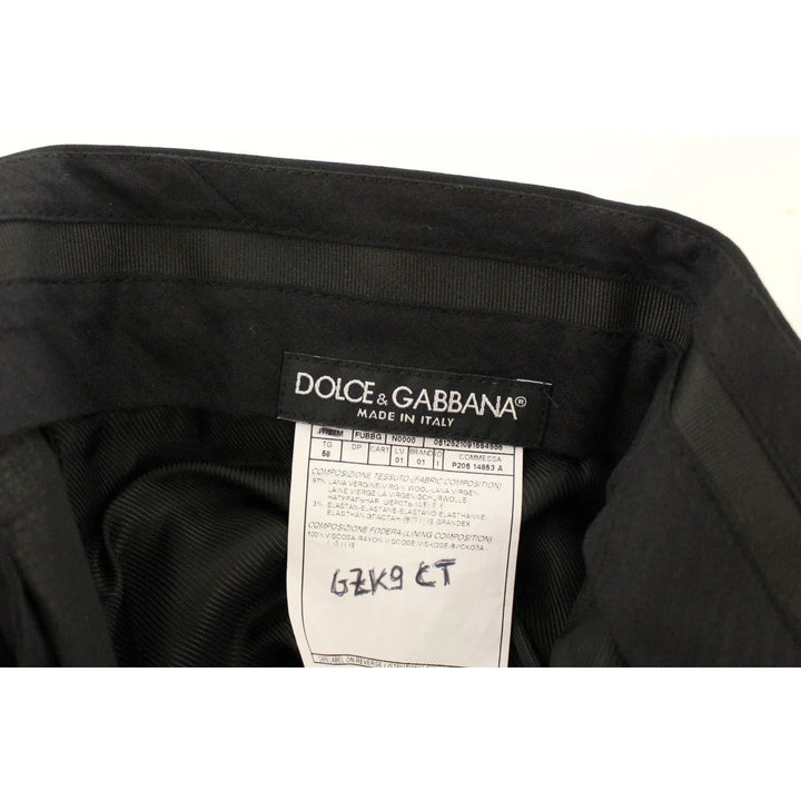 Dolce & Gabbana Black Wool Stretch Pleated Pants