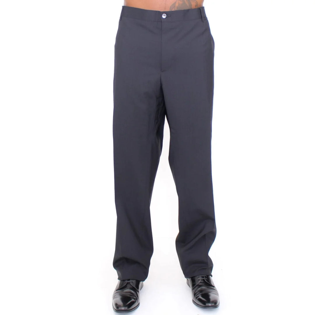 Dolce & Gabbana Black Wool Stretch Pleated Pants