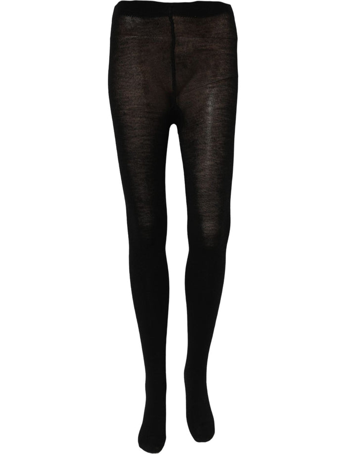 Dolce &amp; Gabbana Black Wool Stretch Tights Stocking Accessory Socks