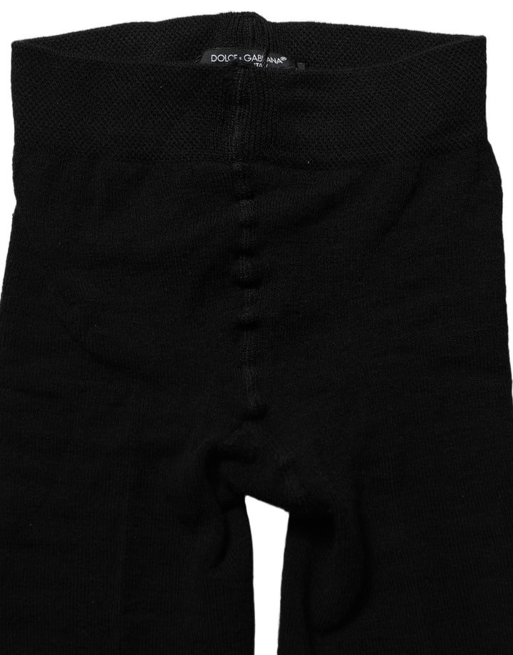 Dolce &amp; Gabbana Black Wool Stretch Tights Stocking Accessory Socks