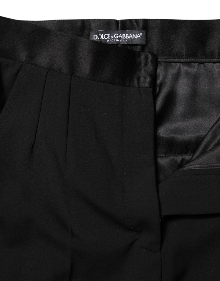 Dolce &amp; Gabbana Black Wool Tapered High Waist Pants