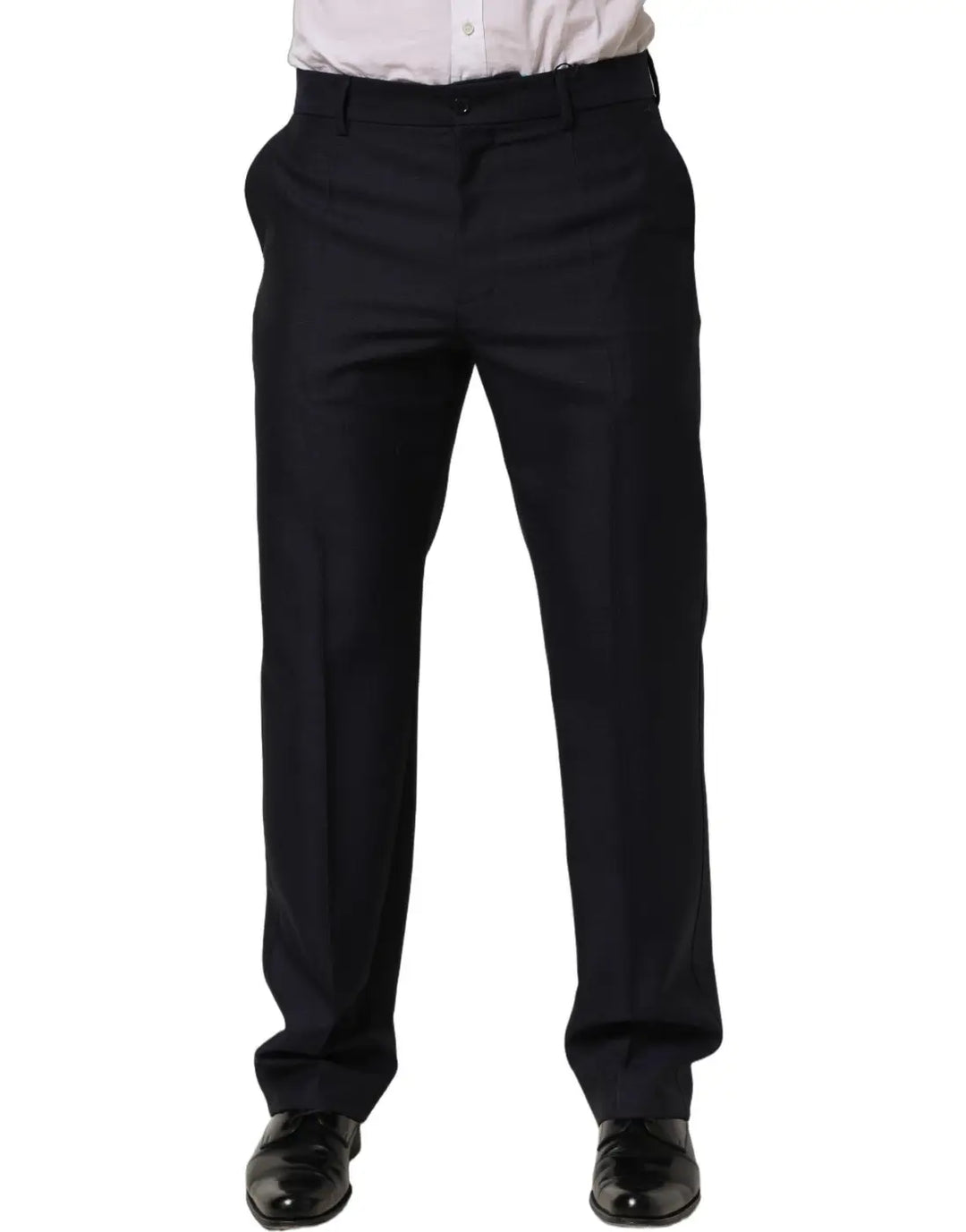 Dolce & Gabbana Black Wool Tapered Leg Dress Trouser Pants