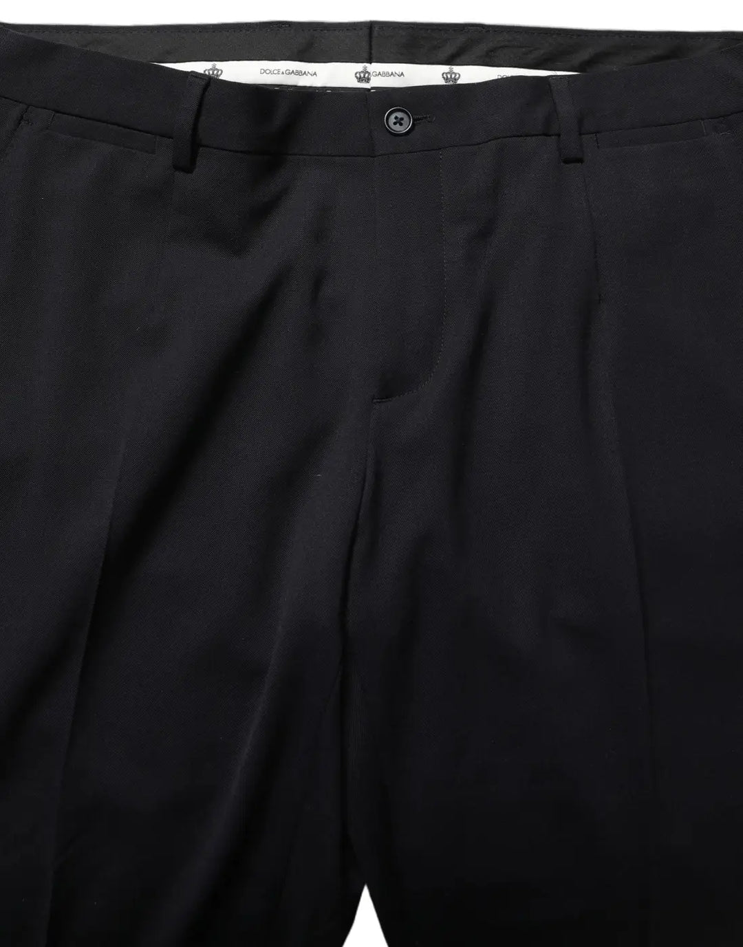 Dolce &amp; Gabbana Black Wool Tapered Leg Dress Trouser Pants