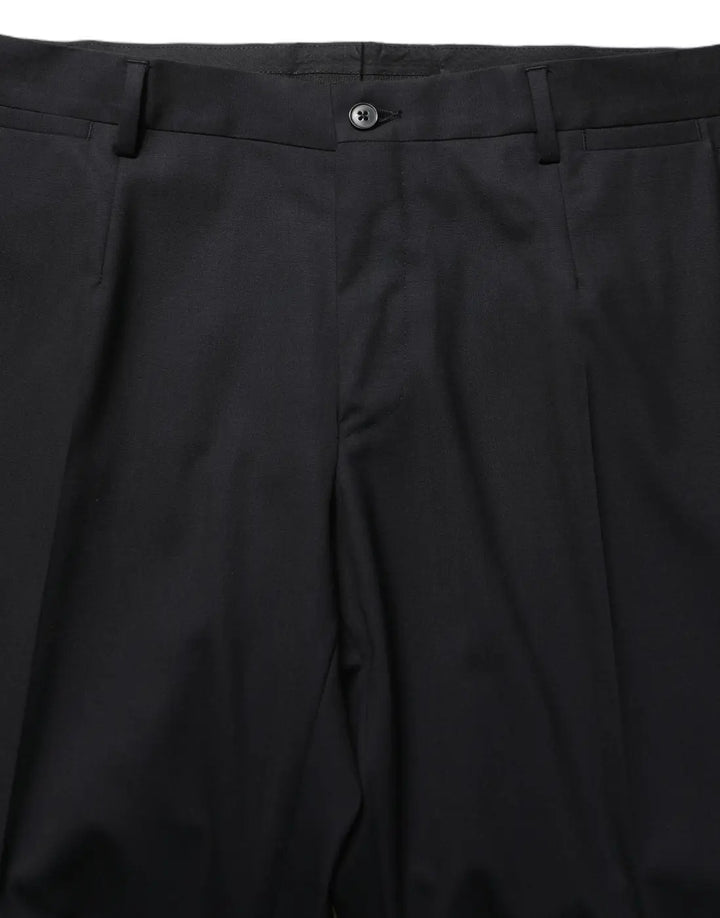 Dolce &amp; Gabbana Black Wool Tapered Leg Dress Trouser Pants