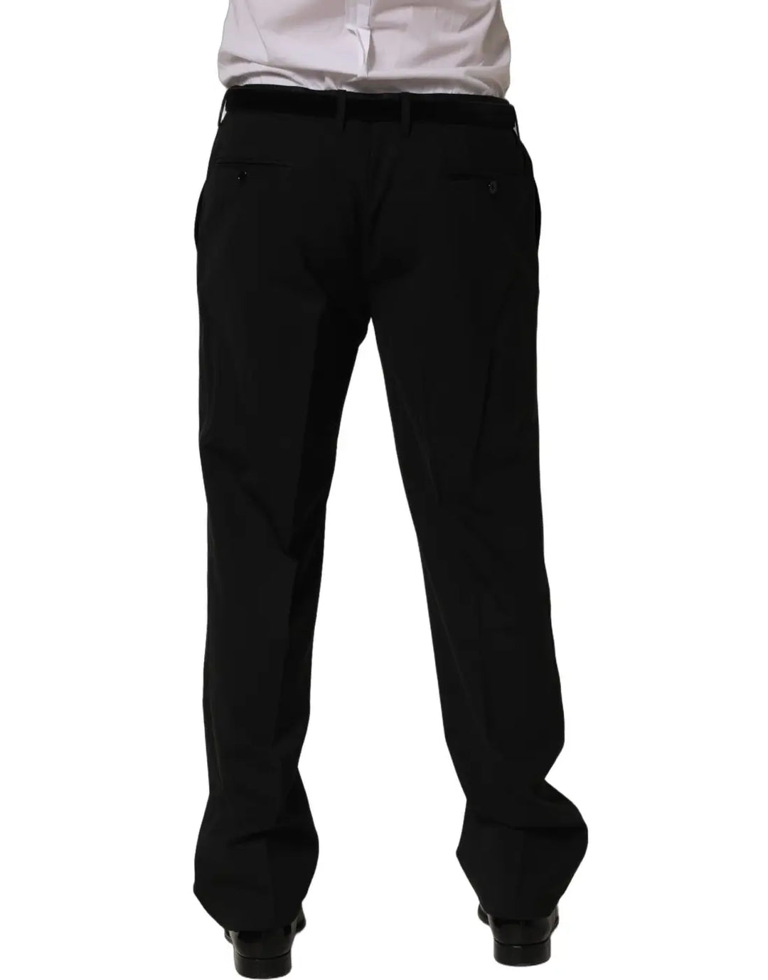 Dolce &amp; Gabbana Black Wool Tapered Leg Dress Trouser Pants