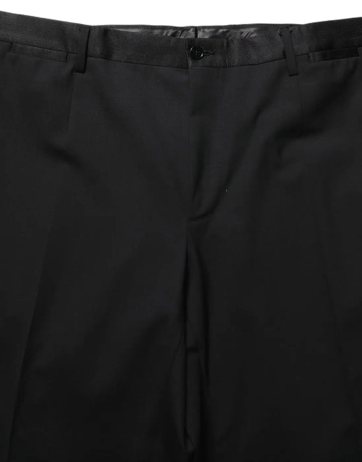 Dolce &amp; Gabbana Black Wool Tapered Leg Dress Trouser Pants