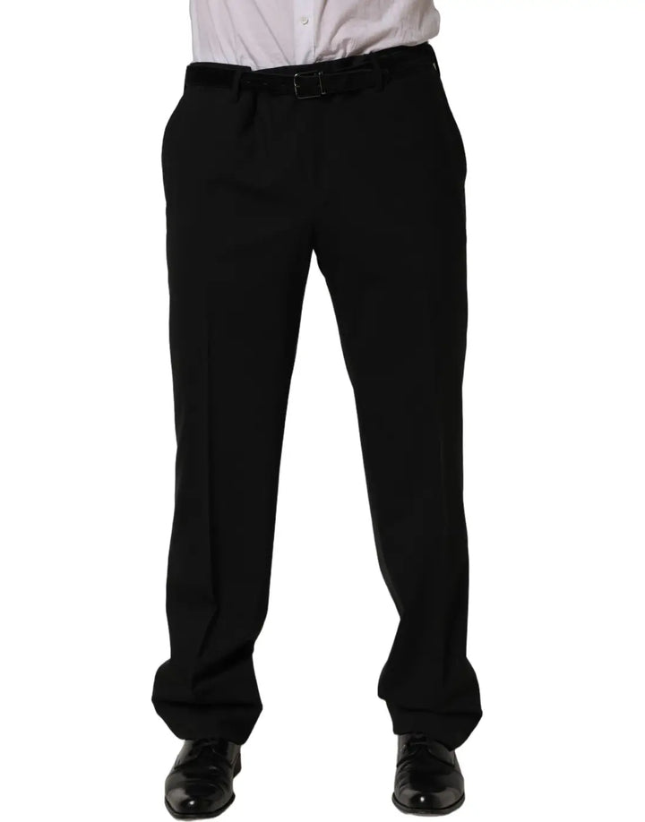 Dolce &amp; Gabbana Black Wool Tapered Leg Dress Trouser Pants