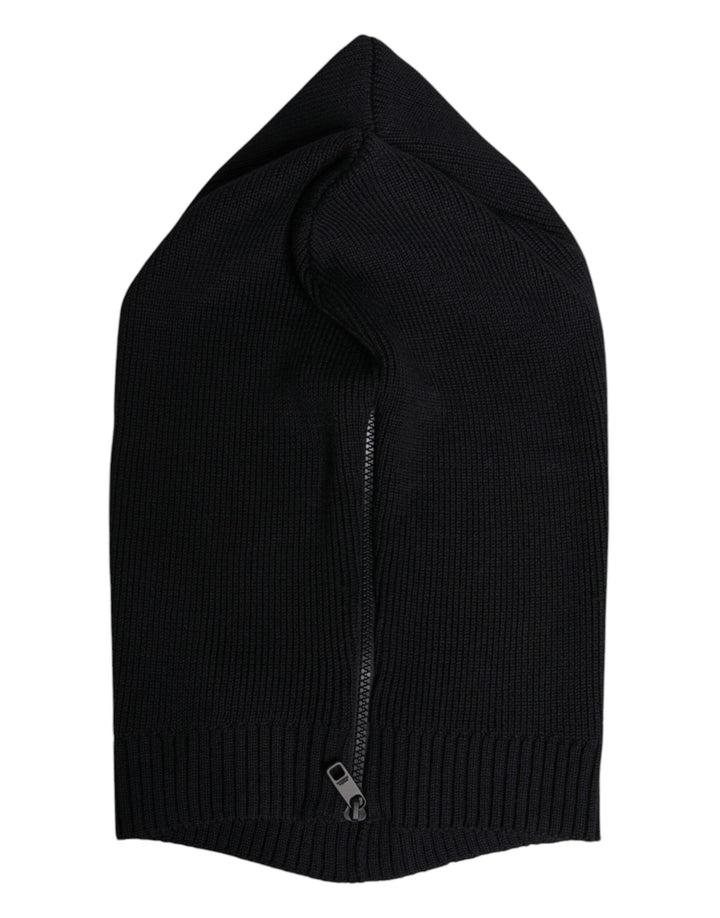 Dolce &amp; Gabbana Black Wool Whole Head Wrap Balaclava Hat