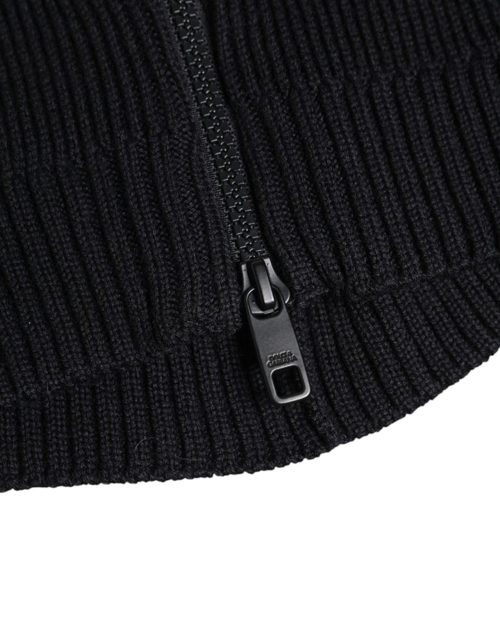 Dolce &amp; Gabbana Black Wool Whole Head Wrap Balaclava Hat