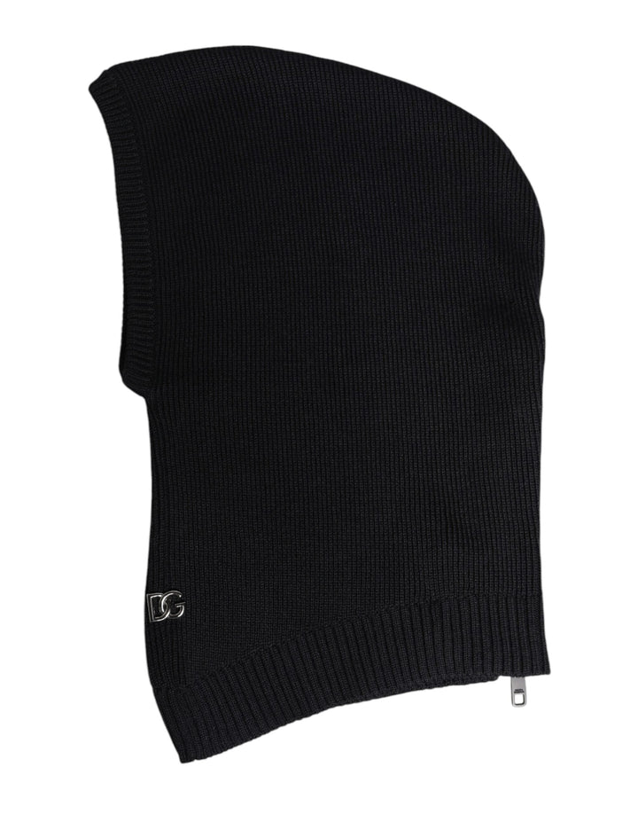 Dolce &amp; Gabbana Black Wool Whole Head Wrap Balaclava Hat