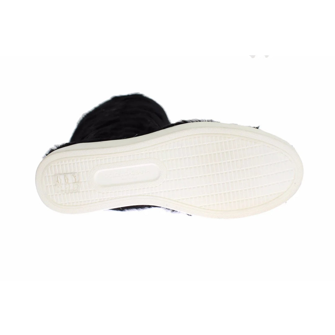 Dolce & Gabbana Black Xiangao Lamb Fur Leather Boots