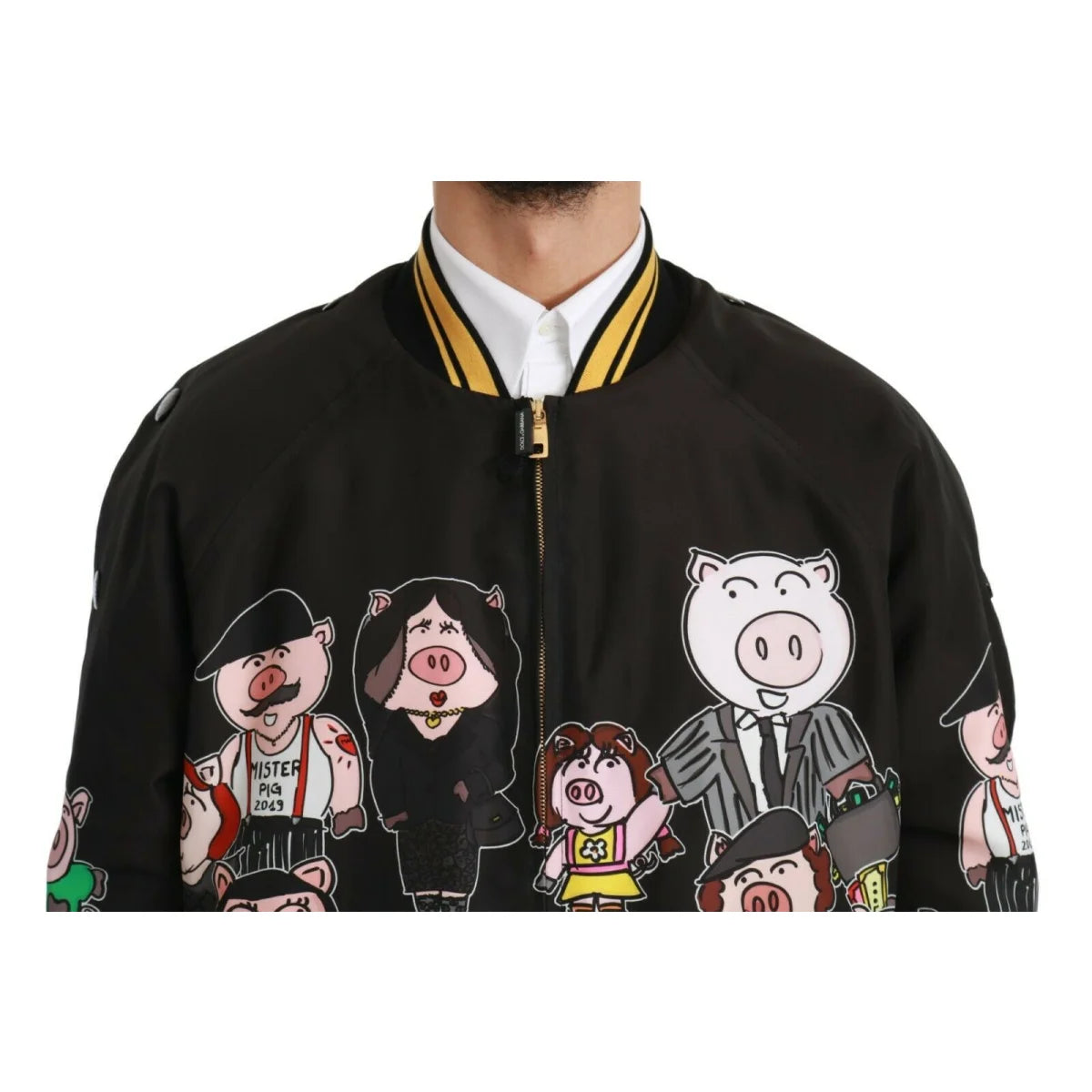 Dolce & Gabbana Black YEAR OF THE PIG Bomber Jacket
