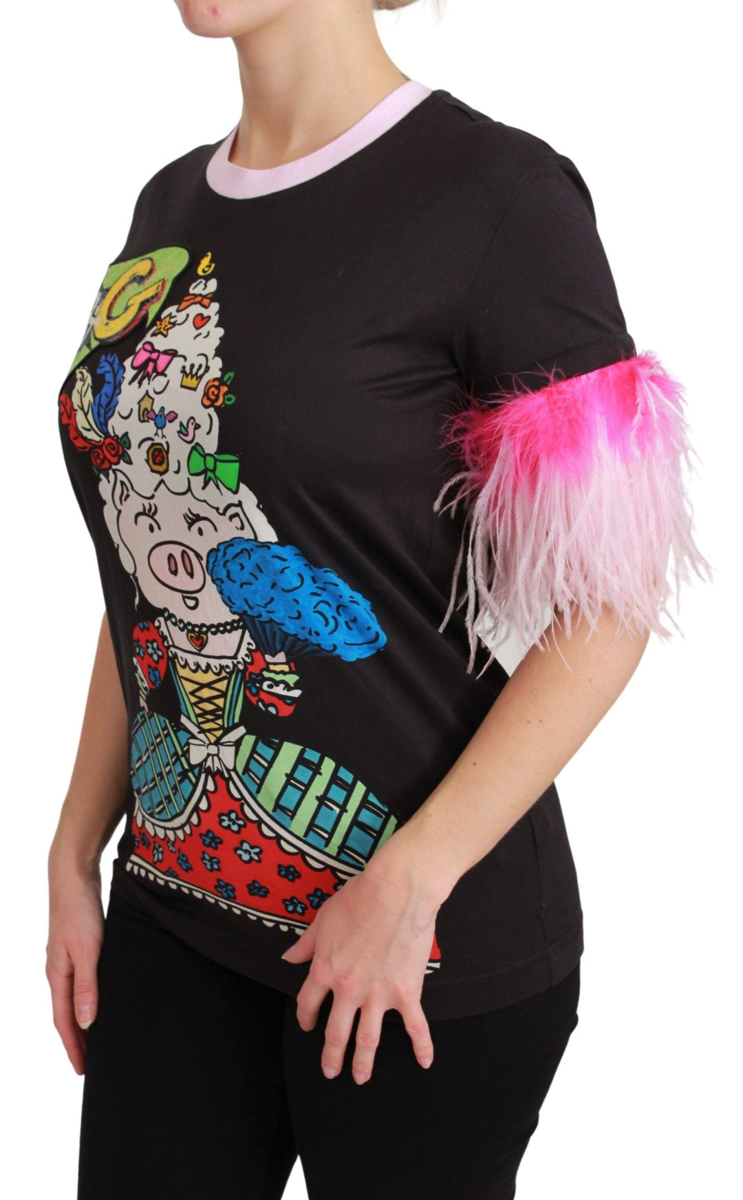 Dolce &amp; Gabbana - Black YEAR OF THE PIG Top Cotton T-shirt