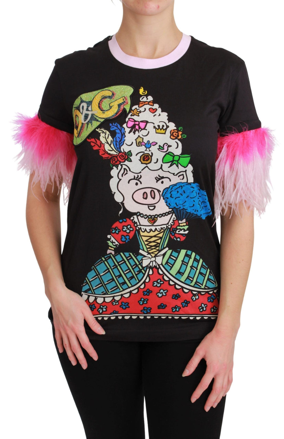 Dolce &amp; Gabbana - Black YEAR OF THE PIG Top Cotton T-shirt