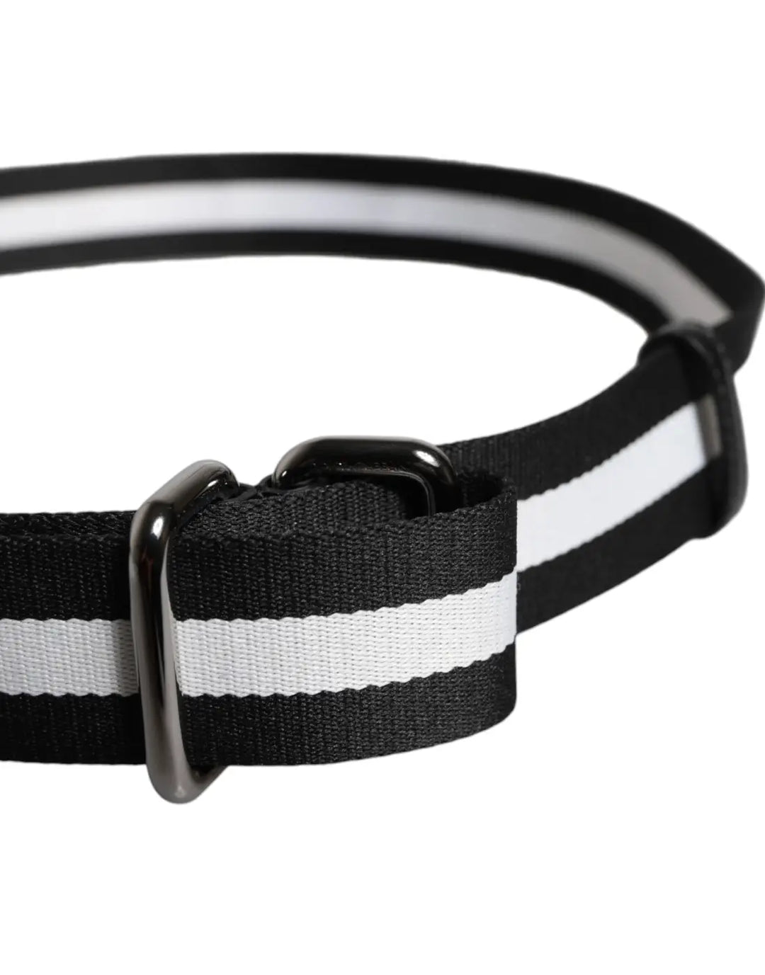 Dolce &amp; Gabbana Black Yellow Logo Striped Metal Buckle Belt