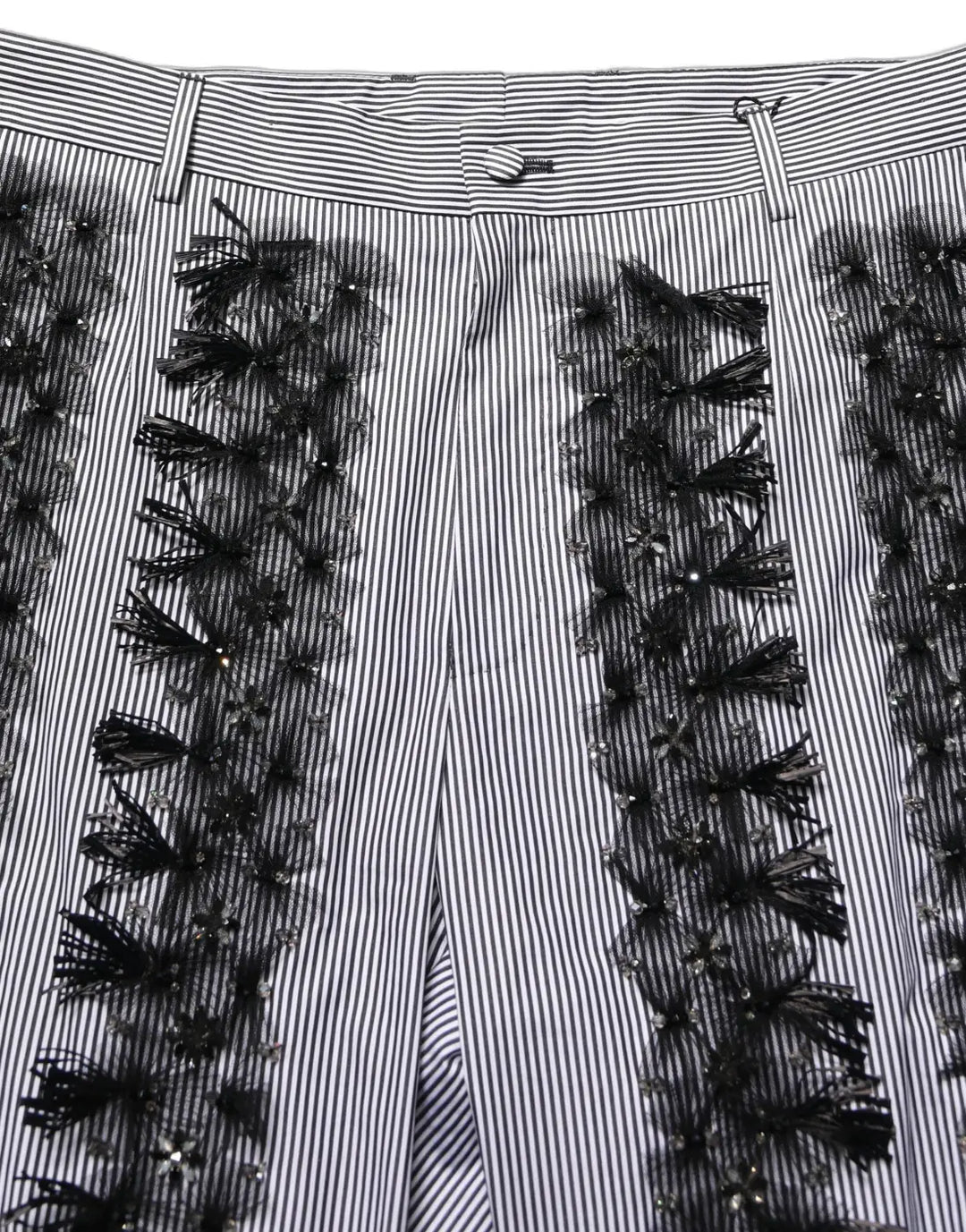 Dolce &amp; Gabbana BlackGray Pinstripe Embellished Trouser Pants