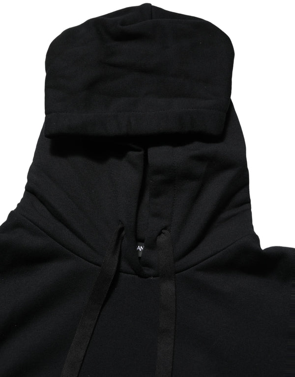Dolce & Gabbana Hoodies - BlackWhite Appliqué Hooded Sweatshirt Sweater