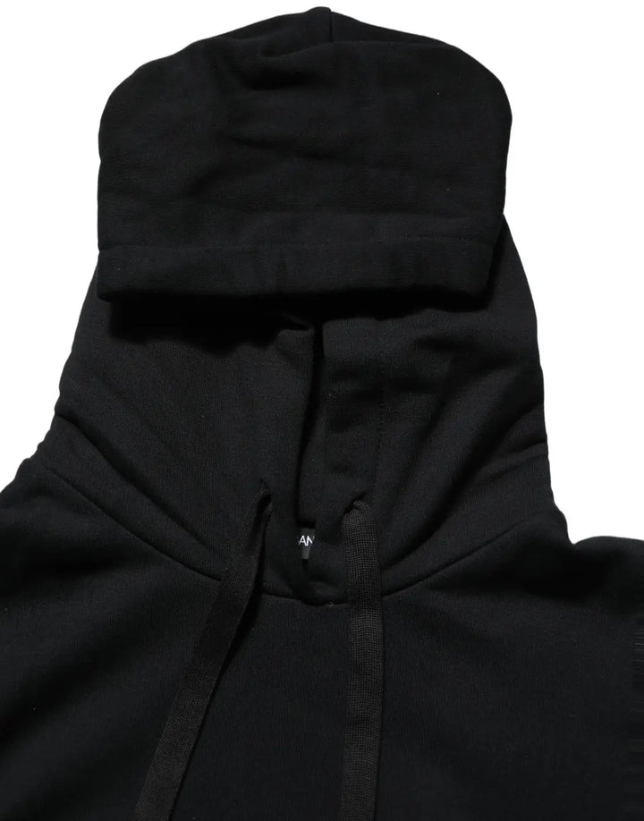 Dolce &amp; Gabbana BlackWhite Appliqué Hooded Sweatshirt Sweater