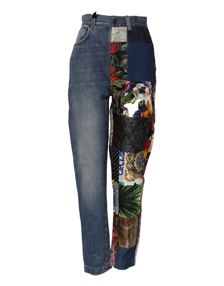 Dolce &amp; Gabbana Blue Amber Patchwork High Waist Denim Jeans