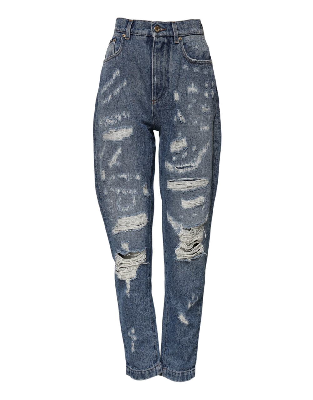 Dolce & Gabbana Blue Amber Tattered High Waist Denim Jeans