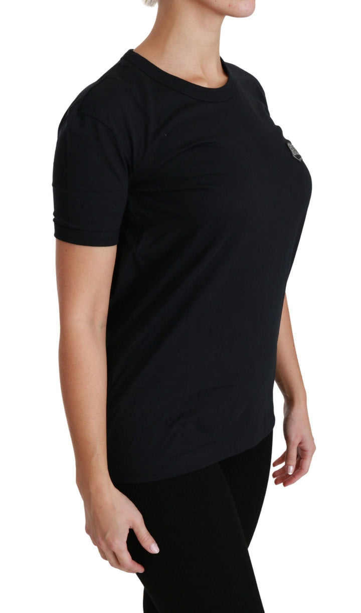 Dolce &amp; Gabbana - Blue Amore Patch Crewneck Cotton Top T-shirt