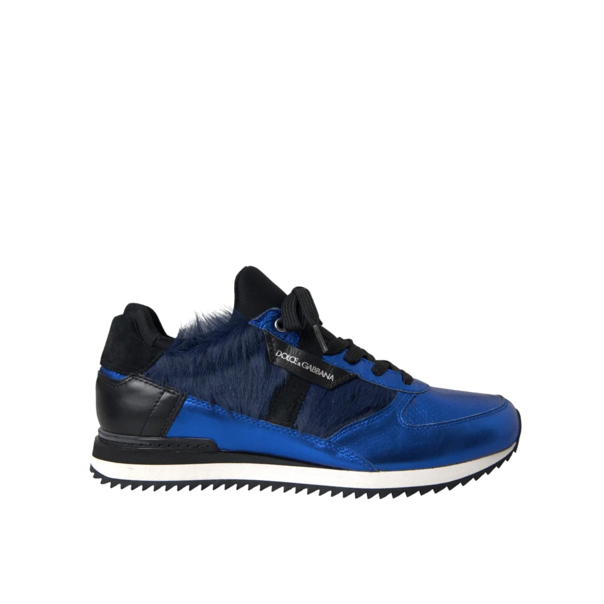 Dolce & Gabbana Blue Black Calf Hair Leather Sneakers Shoes