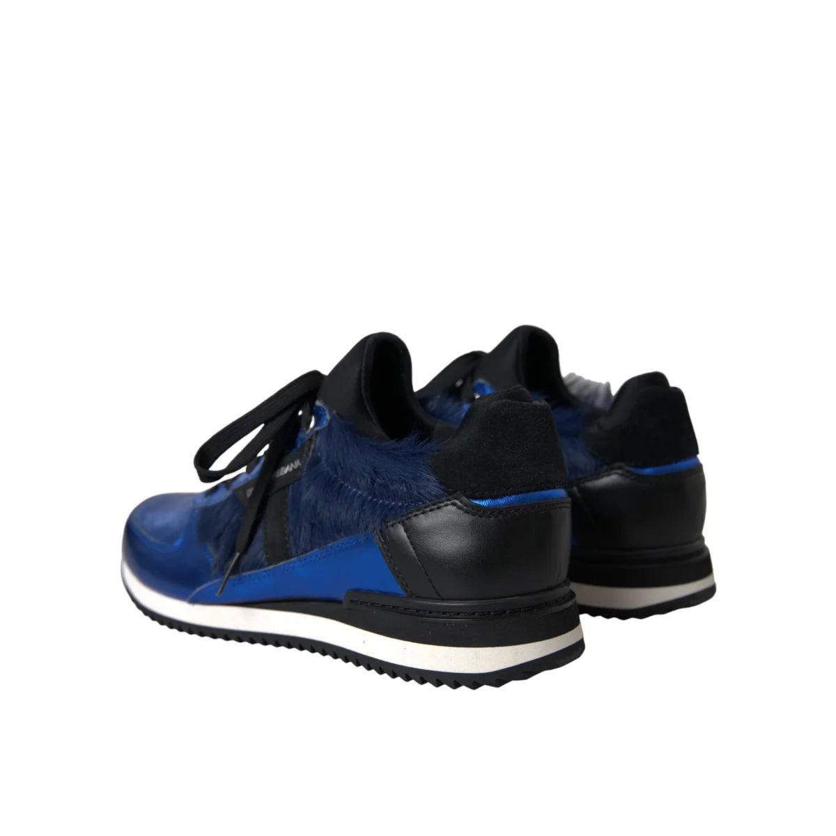 Dolce & Gabbana Blue Black Calf Hair Leather Sneakers Shoes