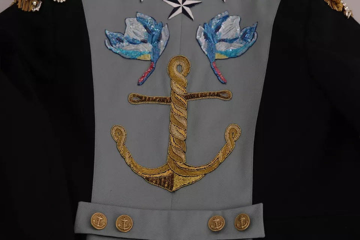 Dolce &amp; Gabbana Coats Jackets - Blue Button Crystal Embellished Cotton Jacket
