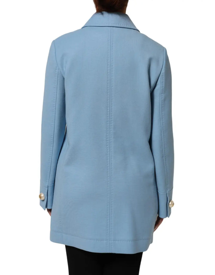 Dolce &amp; Gabbana Blue Buttoned Down Trench Coat Jacket