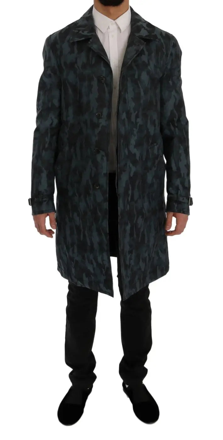 Dolce &amp; Gabbana Blue Camouflage Trench