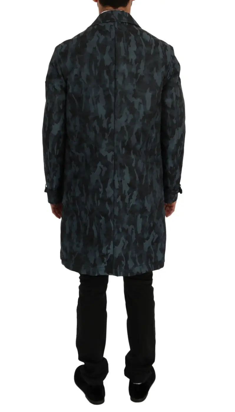 Dolce &amp; Gabbana Blue Camouflage Trench