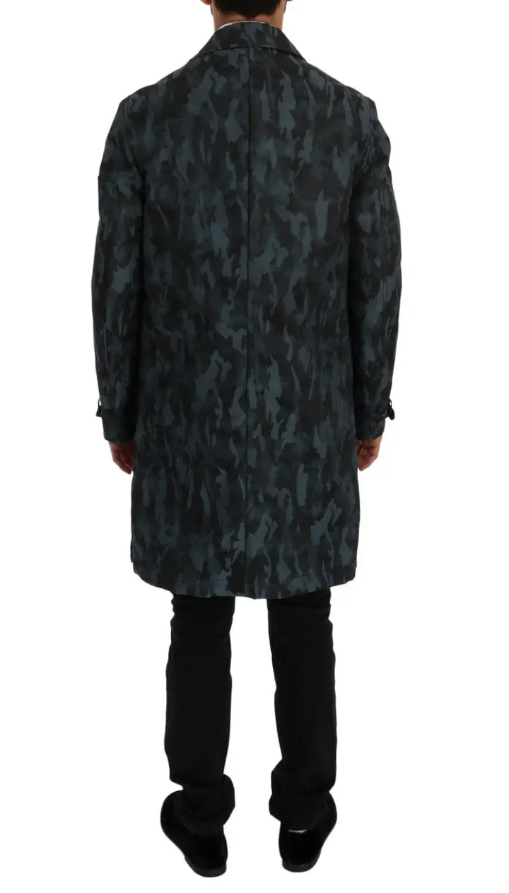 Dolce &amp; Gabbana Blue Camouflage Trench