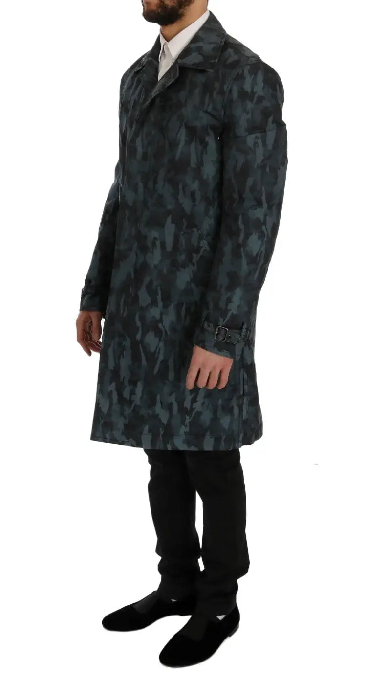 Dolce &amp; Gabbana Blue Camouflage Trench