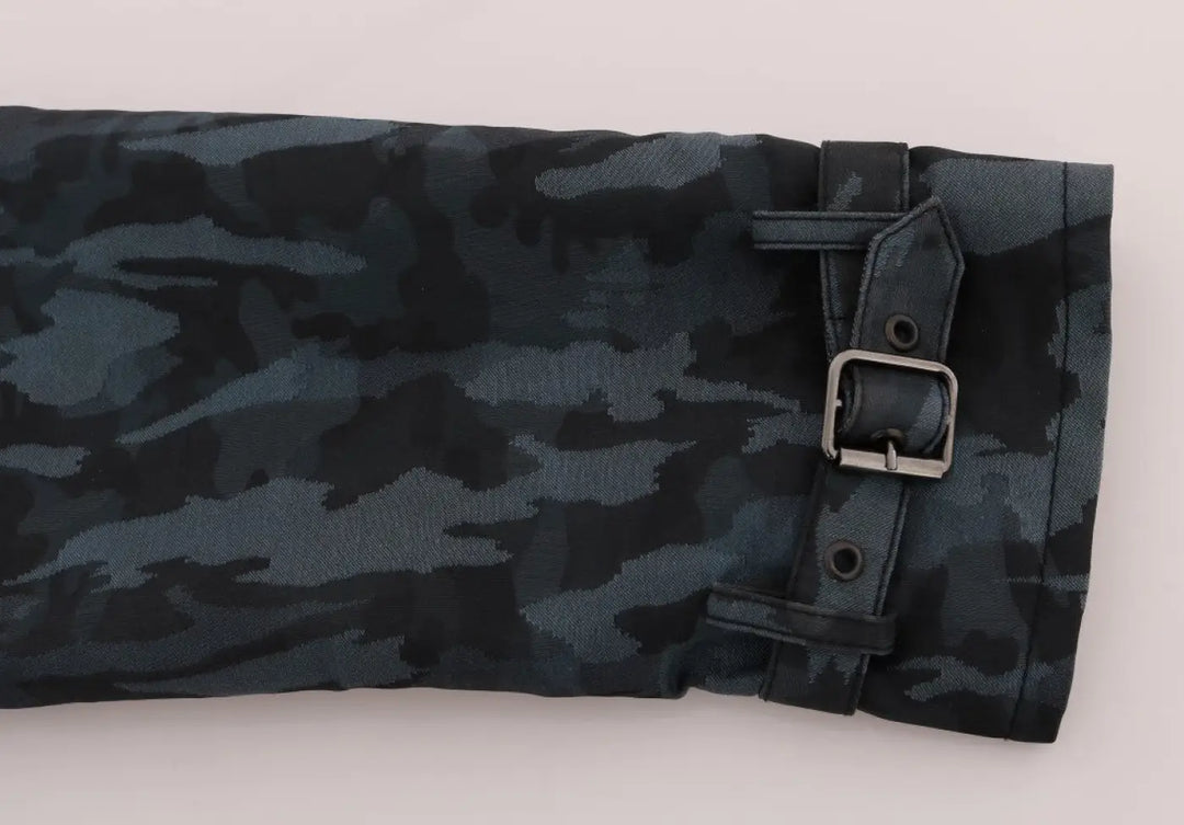 Dolce &amp; Gabbana Blue Camouflage Trench